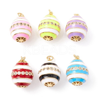 Rack Plating Brass Enamel & Zircon Pendants KK-B053-03G-1