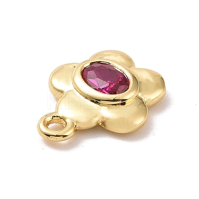 Eco-friendly Brass Micro Pave Medium Violet Red Cubic Zirconia Pendants KK-D079-04G-1