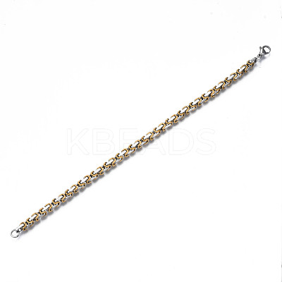 Ion Plating(IP) Two Tone 201 Stainless Steel Byzantine Chain Bracelets BJEW-S057-95B-1