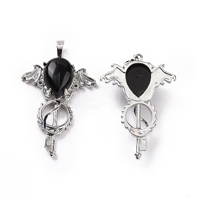 Natural Obsidian Teardrop Pendants G-P496-03P-19-1