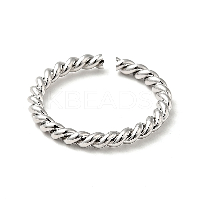 Non-Tarnish 201 Stainless Steel Twist Rope Shape Open Cuff Ring for Women RJEW-G266-40P-1