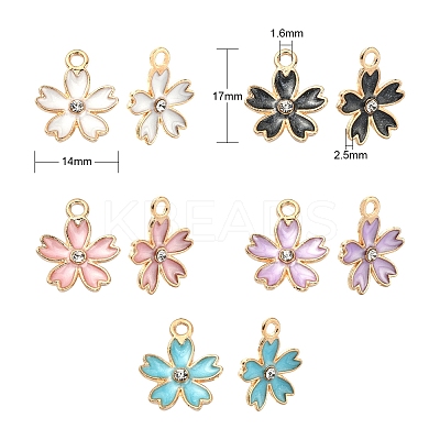 50Pcs 5 Colors Alloy Enamel Pendants ENAM-CJ0002-39-1