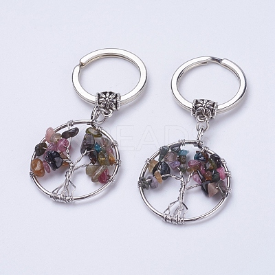 Natural Multicolor Tourmaline Keychain KEYC-E023-03I-1