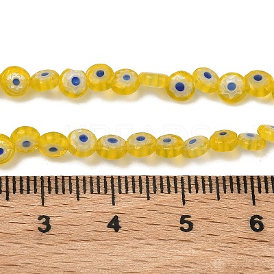 Handmade Millefiori Glass Flat Round Bead Strands LK-P010-A-02-1