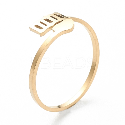 Ion Plating(IP) 201 Stainless Steel Cuff Rings LS-RJEW-M136-01B-G-1