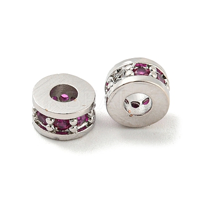 Rack Plating Brass Micro Pave Cubic Zirconia Beads KK-A196-04P-1