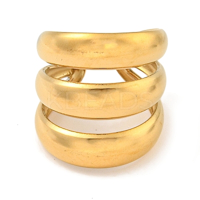 Ion Plating(IP) 304 Stainless Steel Three Layers Wide Open Cuff Ring for Women RJEW-A043-22G-1