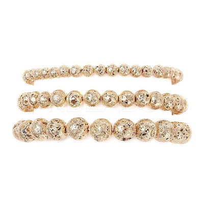 3Pcs 3 Styles Electroplated Natural Lava Rock Round Beads Stretch Bracelets for Women Men BJEW-JB11982-1
