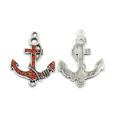 Anchor Antique Silver Tone Alloy Rhinestone Links connectors ALRI-N024-03D-1