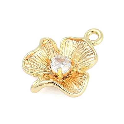 Rack Plating Brass with Cubic Zirconia Pendants KK-Q018-01G-1