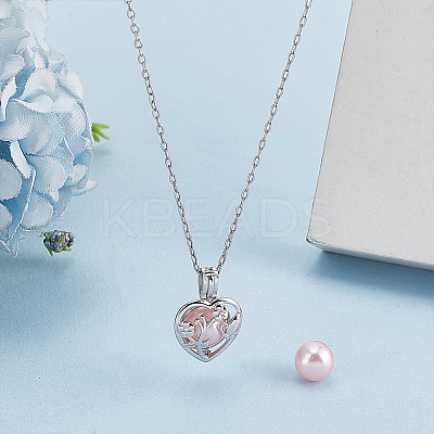 1Pc Rhodium Plated 925 Sterling Silver Heart Bead Cage Pendants STER-HY0001-05-1