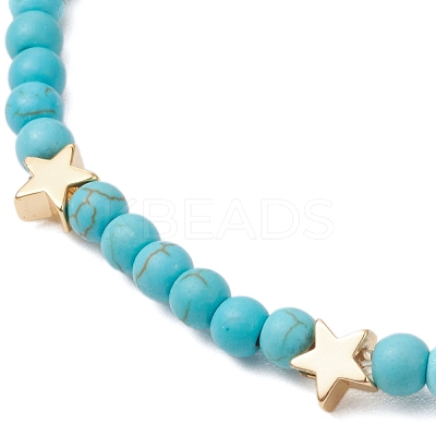 Dyed Synthetic Turquoise Beads Stretch Bracelets for Women Men BJEW-JB11311-03-1