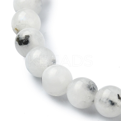 Natural Rainbow Moonstone Round Beaded Stretch Bracelet BJEW-TA00343-1