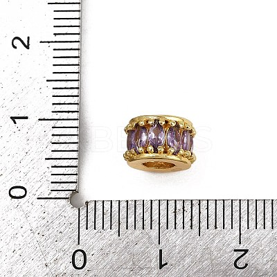 Column Rack Plating Brass Cubic Zirconia European Beads KK-L236-09G-1