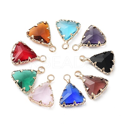 Brass and K9 Glass Pendants KK-Z031-17KCG-1