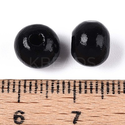 Spray Painted Round Natural Schima Wood Beads WOOD-A018-8mm-03-1