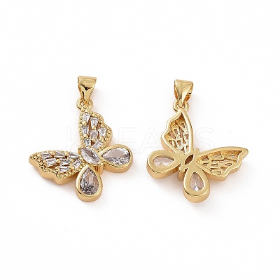 Brass Micro Pave Clear Cubic Zirconia Pendants ZIRC-F135-15G-1