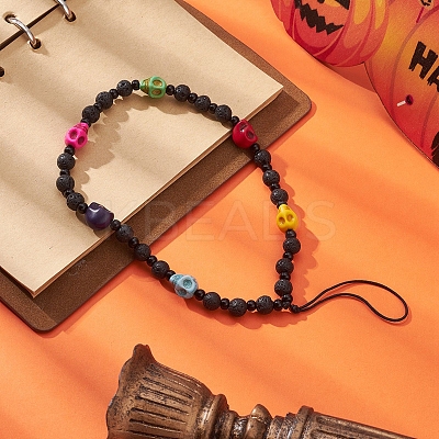 Lava Rock Beaded Mobile Straps HJEW-TA00005-1