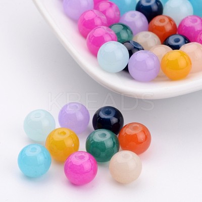 Imitation Jade Glass Round Beads X-GLAA-A022C-8mm-M-1