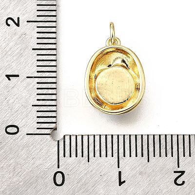 Brass Pave Natural Pearl Oval Charms KK-V011-45A-G-1