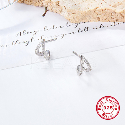 Anti-Tarnish Rhodium Plated 925 Sterling Silver Stud Earrings RF3970-3-1