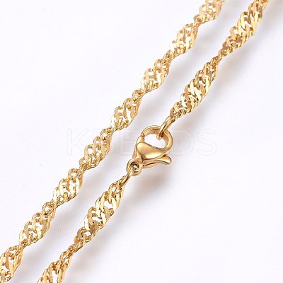 304 Stainless Steel Singapore Chain Necklaces MAK-L015-25G-1