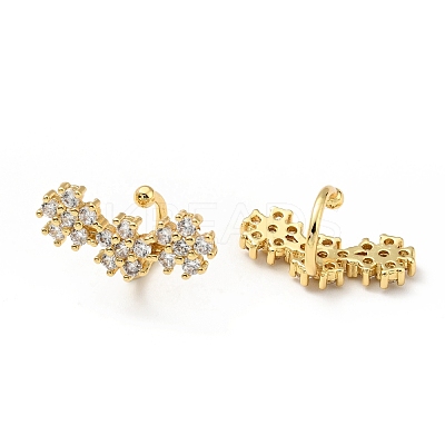 Clear Cubic Zirconia Flower Cuff Earrings EJEW-G295-08G-1