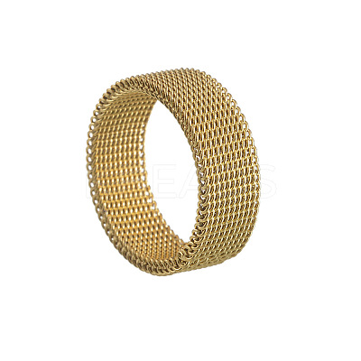 304 Stainless Steel Braided Mesh Finger Rings for Women Men WG8C54F-21-1