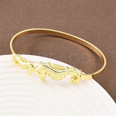 Marine Organism Brass Cuff Bangles for Women BJEW-D368-03N-G-1