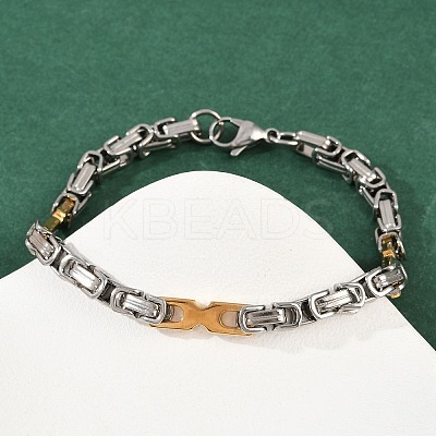 201 Stainless Steel Byzantine Chain Bracelets for Women BJEW-B143-13GP-1