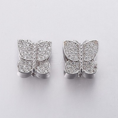 Brass Micro Pave Cubic Zirconia European Beads OPDL-P001-31-1