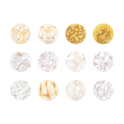 164Pcs Flower & Round Plastic & Alloy Round Beads DIY-YW0002-57-1