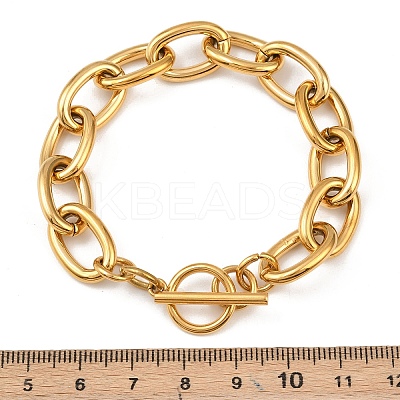 304 Stainless Steel Cable Chain Bracelets for Women BJEW-C129-08B-G-1
