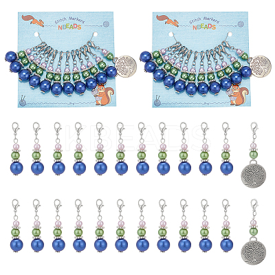 Round & Flat Round Pendant Stitch Markers HJEW-AB00302-1
