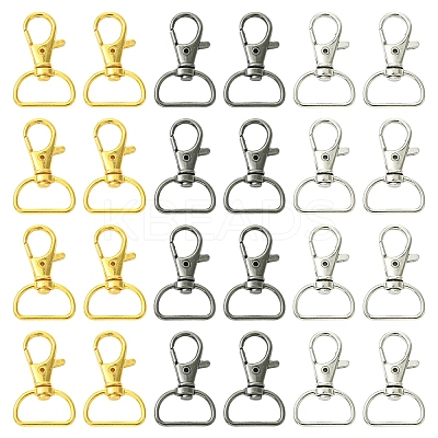 30Pcs 3 Colors Zinc Alloy Swivel D Rings Lobster Claw Clasps FIND-YW0008-62-1