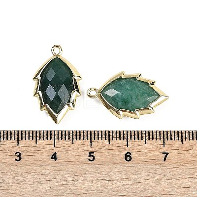 Natural Green Aventurine Faceted Leaf Pendants G-I375-04G-18-1