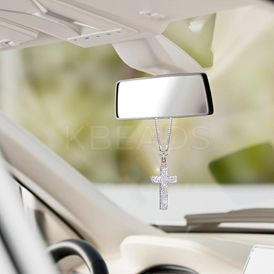 Polymer Clay Rhinestone Cross Pendant Alloy Chain Necklaces NJEW-CN0001-16B-1