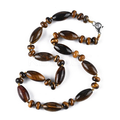 Natural Tiger Eye Beaded Necklaces NJEW-S388-13-1
