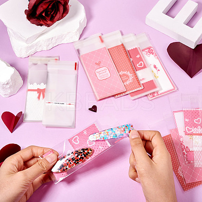 120Pcs 6 Styles Valentine's Day Rectangle Plastic Cellophane Bags OPC-TA0001-06-1