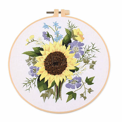DIY Flower & Leaf Pattern Embroidery Kits SENE-PW0005-004D-1