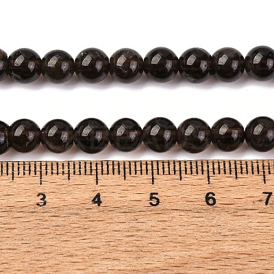 Natural Smoky Quartz Round Beads Strands G-E329-6mm-38-1