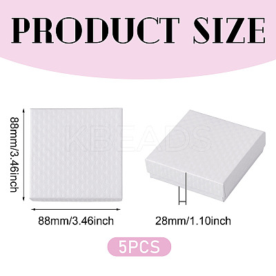 5Pcs Rhombus Textured Cardboard Jewelry Packing Boxes with Sponge Inside CBOX-TA0001-18A-1
