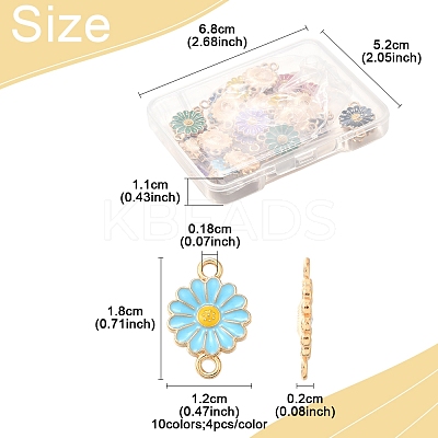 40Pcs 10 Colors Zinc Alloy Enamel Sunflower Connector Charms ENAM-FS0002-43-1