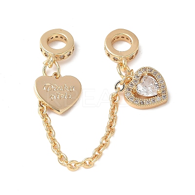 Brass Micro Pave Clear Cubic Zirconia Cable Chain European Beads KK-G531-07D-G-1
