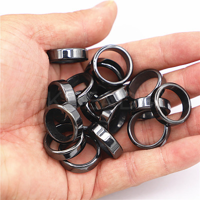 Non-Magnetic Synthetic Hematite Plain Band Ring FIND-PW0021-11G-1