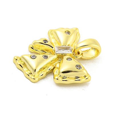 Brass Micro Pave Clear Cubic Zirconia Pendants KK-P263-03A-G-1