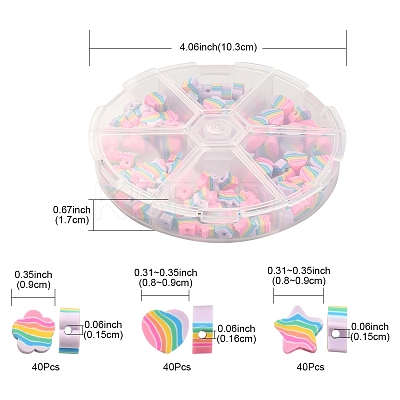120Pcs 3 Style Handmade Polymer Clay Beads CLAY-YW0001-63-1