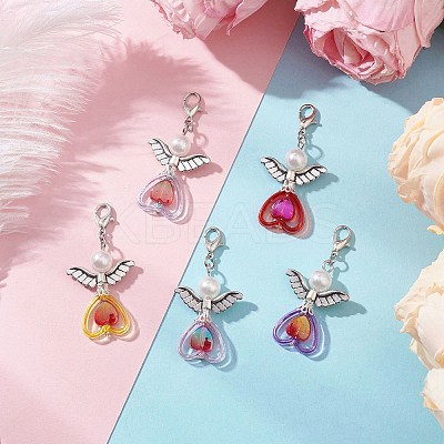 ABS Plastic Imitation Pearl & Transparent Acrylic Pendants Decorations HJEW-JM03603-02-1
