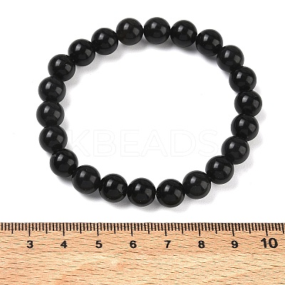Natural Obsidian Round Beaded Stretch Bracelets GG-CBA12F1-02A-06-1