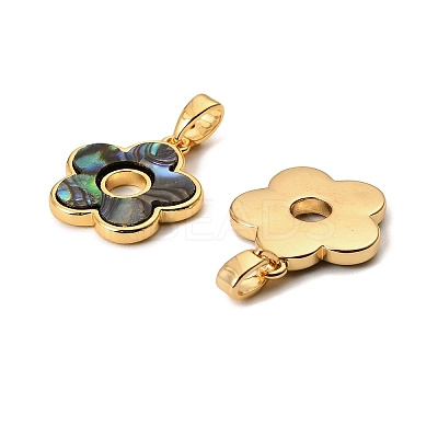 Natural Paua Shell Flower Pendants KK-G538-23G-1